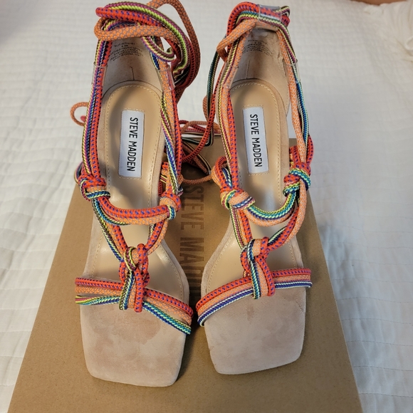 Steve Madden | Shoes | Steve Madden Slit Suede Ankle Wrap Dress Sandals 65  | Poshmark